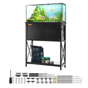 summervibes VEVOR Aquarium Stand, 20 Gallon Fish Tank Stand, 25.6x 16.5x 31.9 in Steel and MDF Turtle Tank Stand, 167.6 lbs Load Capacity, Reptile Tank Stand with Storage Cabinet and Embedded Power Panel, Black