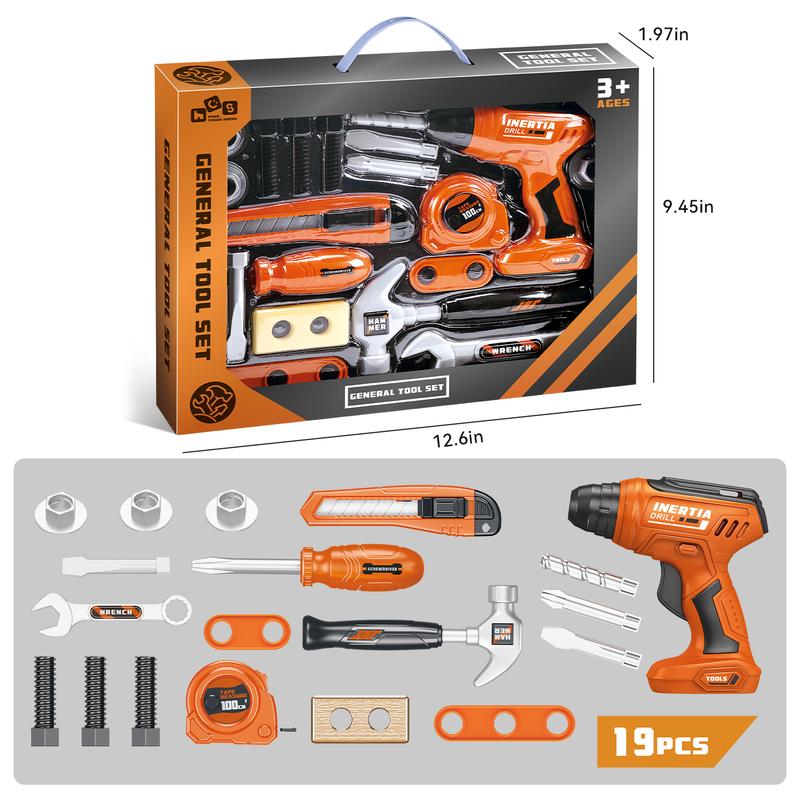 ToolKitToyforKids Kids 19PCS Tool Set -Construction Electronic Drill, Pretend Play forToddlers Aged 0-7, Birthday Giftfor Boys and Girls 4-6 Years Old   RealisticPlaySet  tool box toy Christmas gift stocking fillers gift，educational toy for kids