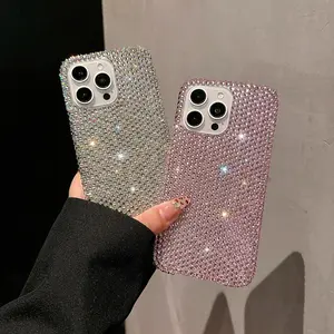 Glitter Rhinestone Decor Phone Case, 1 Count Anti-drop Cellphone Protective Case, Shockproof Mobile Phone Cover for iPhone 11 12 13 14 15 Pro Max