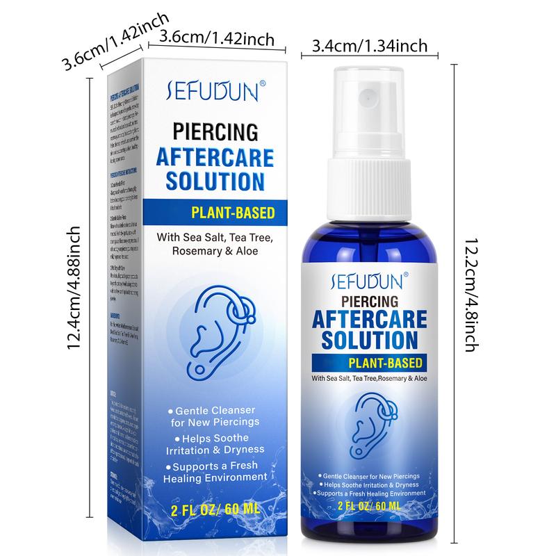 Sefudun Piercing Care Spray 60ml | Saline Spray for Piercings | Ear Piercing Cleaning Spray | Saline Spray for Piercings | Removal of Ear, Abdominal, and Nose Piercings and Keloids