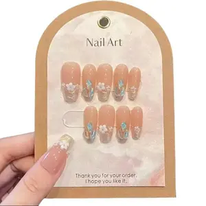 T10 Spring/Summer collection Taiwu Nail Art Spring Flower Summer fresh atmosphere Wear nail fake nails removable black  lace  french  tip