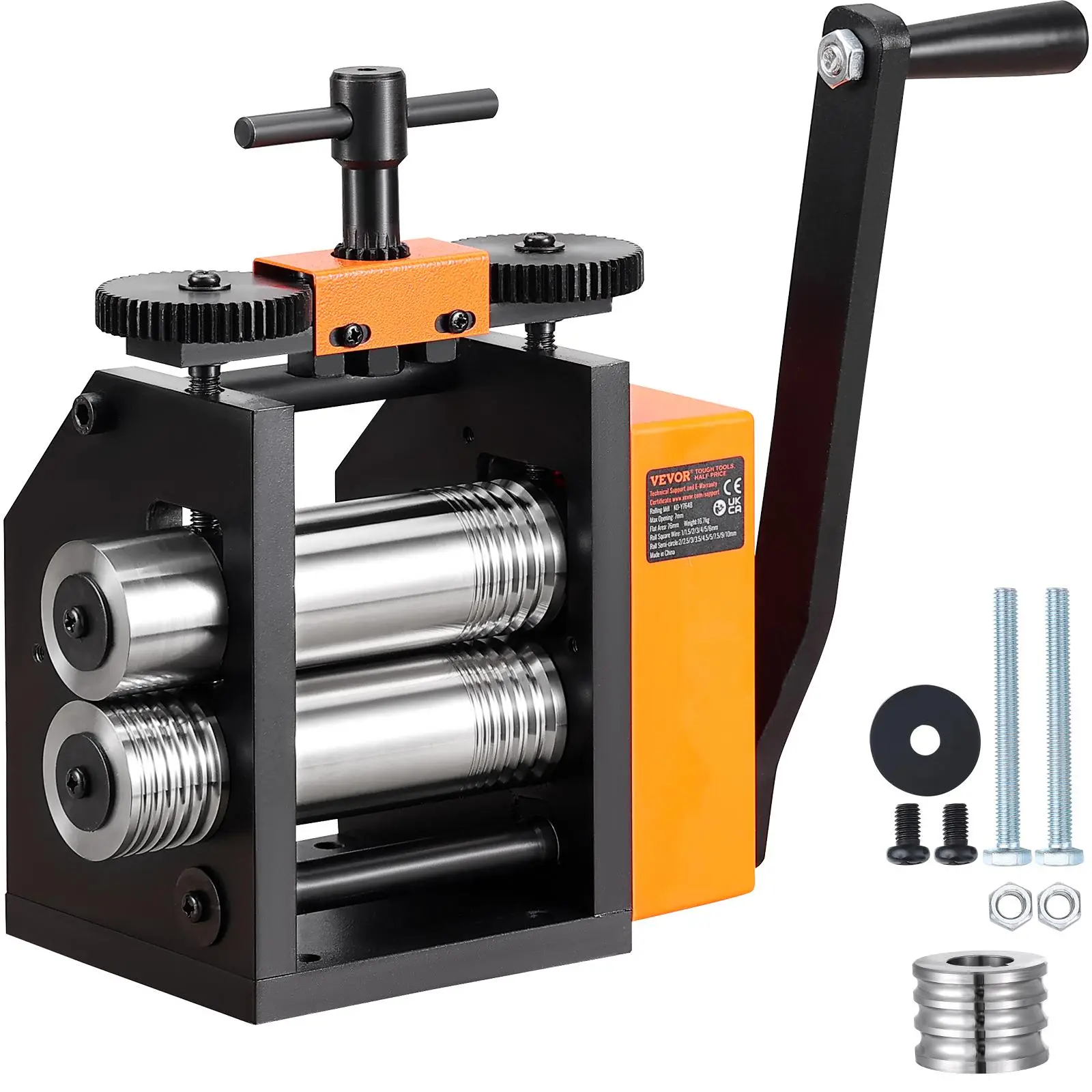 【Summerfinds】VEVOR Rolling Mill, 2.95"/75 mm Jewelry Rolling Mill Machine, 1: 2 Gear Ratio, 3-in-1 Multi-function Rolling Mill, 0.03-6.5mm Press Thickness for Metal Jewelry Making Sheet Square Wire Semicircle