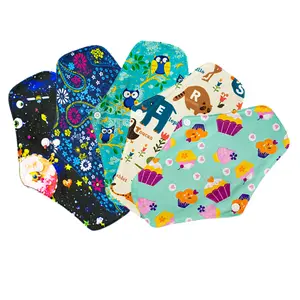 5-piece Bamboo Charcoal Factor Sanitary Pads, Focus on bacteriostasis and odor elimination, reduce menstrual discomfort, washable bamboo charcoal, waterproof, Absorbent Reusable Pads