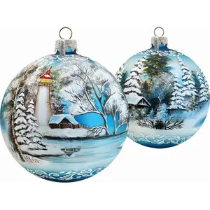 212 MAIN G.Debrekht Holiday Splendor Thin Glass Christmas Lighthouse Ornament - XLG 5.5 in., Hand-Painted, Transparent, Festive Decor for Room Landscape