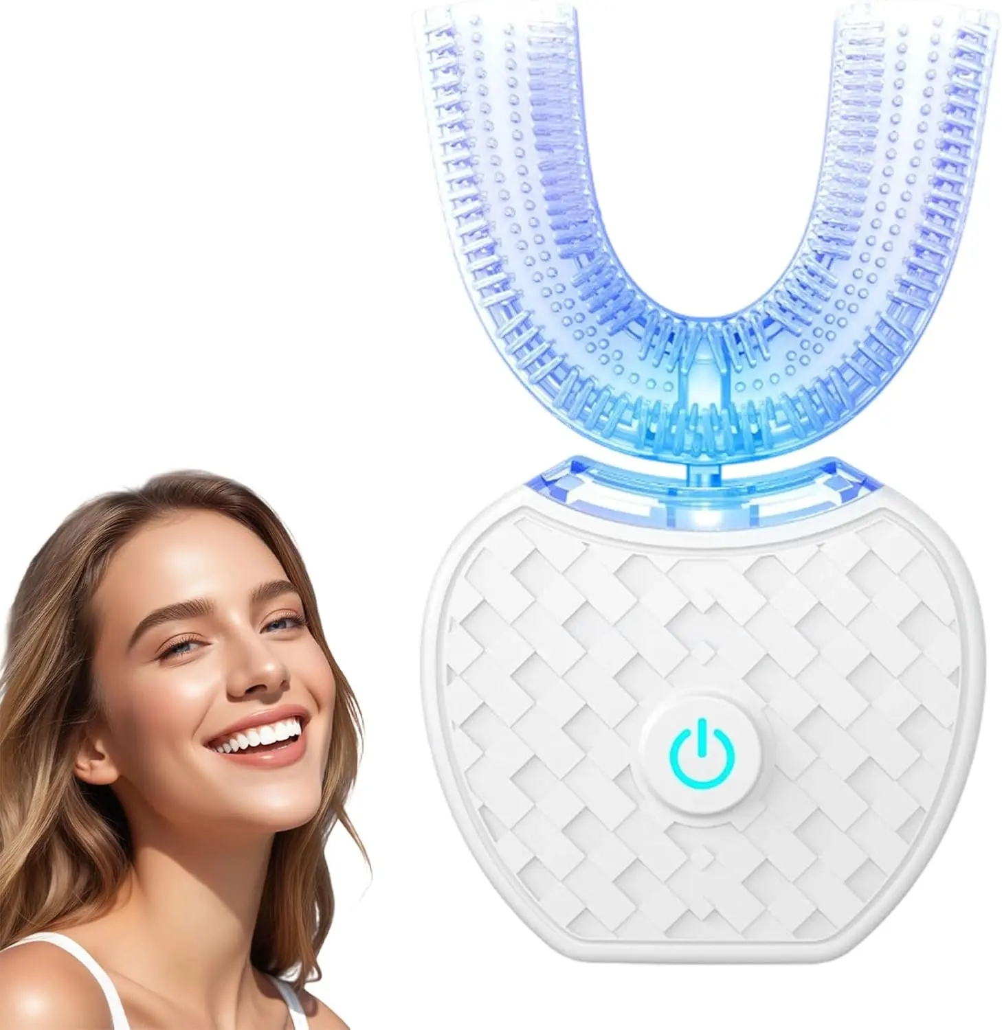 3-in-1 Blue-Light Teeth Whitener, Pearly White Fast, Easy to Operate for Sensitive Teeth (White)