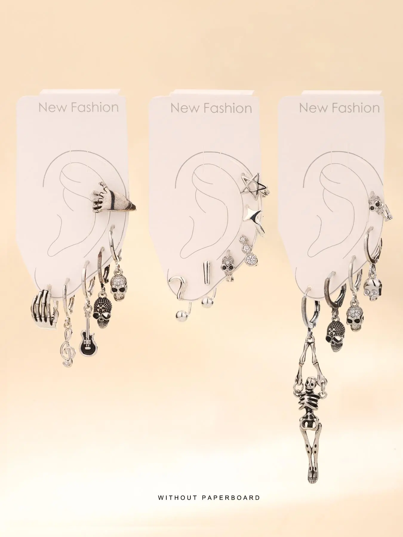 Gothic Style Earrings Set, Earrings Stack, Punk Style Skull & Star Design Earrings, High Quality Earrings, Fashion Jewelry for Party, Daily Decor, Trendy All-match & Exquisite Jewelry for Birthday Gift, Halloween