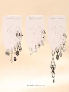 Gothic Style Earrings Set, Punk Style Skull & Star Design Earrings, High Quality Earrings, Fashion Jewelry for Party, Daily Decor, Trendy All-match & Exquisite Jewelry for Birthday Gift, Halloween