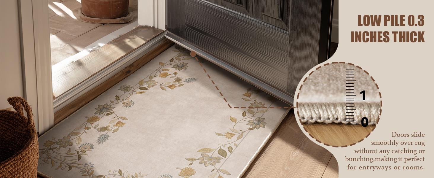 Area Rugs for Living Room: Washable Bedroom Rug Stain Resistant Non Slip Low Pile Ultra Soft Faux Wool Lightweight Large Rugs for Dining Room Kitchen Farmhouse Entryway Home Office Indoor