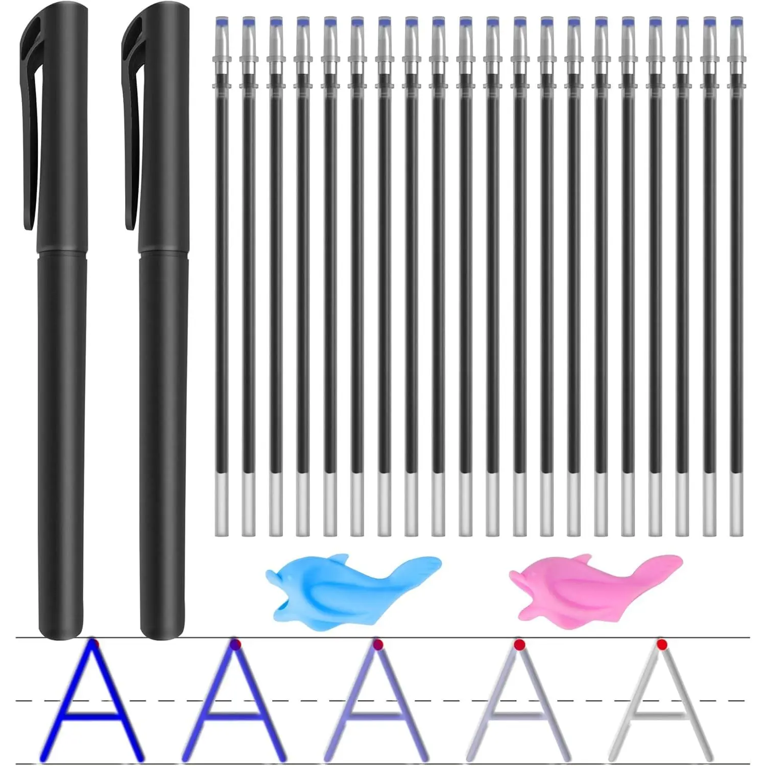20 count Magic Pens & Refills for Magic Grooved Writing Practice Workbooks, Disappearing Ink Pen for 's Magic Copybooks, Invisible Ink Pen with Pencil Grips for  Handwriting