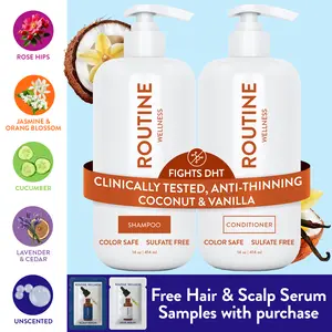 Routine Wellness Anti-Thinning 14oz Shampoo and Conditioner Set for Thinning Hair & Hair Loss + FREE Serum Samples