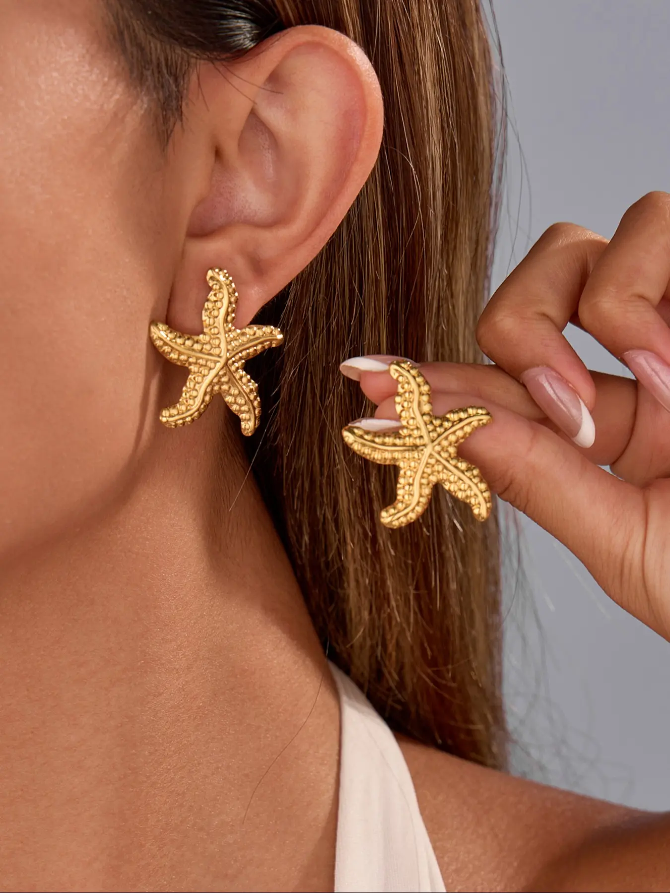 Fashionable Starfish Earrings, Stainless Steel Ocean Screw Design, Daily Wear Jewelry Gift, Unique Accessory, Hypoallergenic Earrings, Ear Accessories