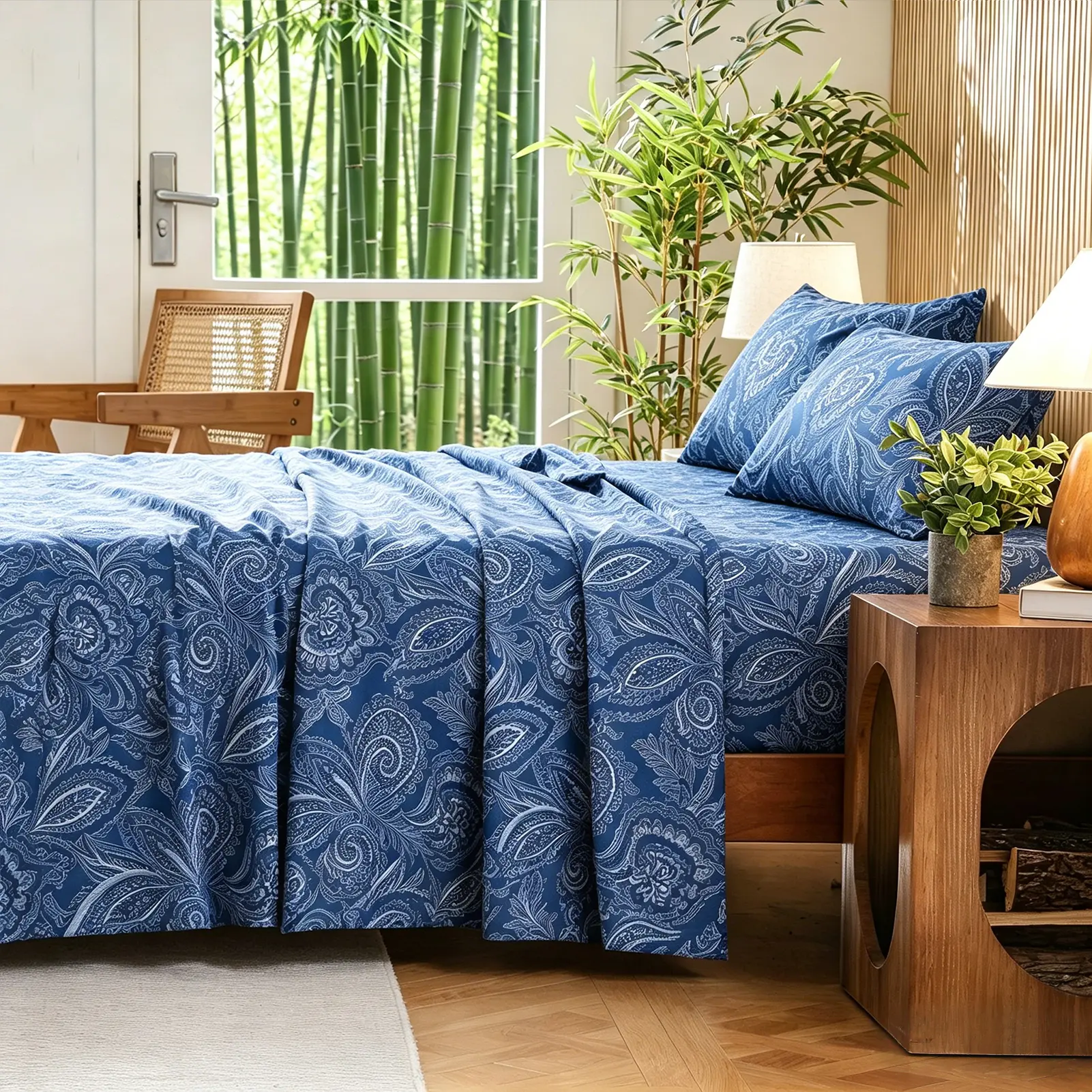 navy paisley