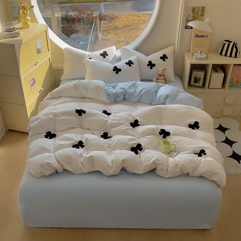 Bowknot Pattern Bedding Set, 3 Counts/set Including Duvet Cover & Pillowcase without Filler, Soft Comfortable Bedding Set for Home Bedroom