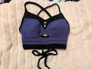Hand crafted crochet lace up tops