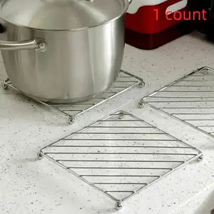 Multipurpose Metal Pot Mats, Heat-Insulated & Anti-Scald, Square Coasters with Bracket Shelf Design, Durable Kitchen Accessories, Home Kitchenware