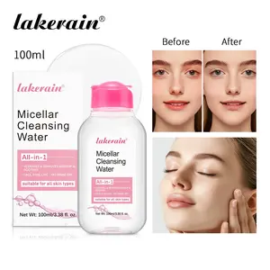 Lakerain Makeup Remover Water, 100ML, Eye Lip Face All-In-One, Gentle Non-Irritating, Suitable for Sensitive Skin, No-Rinse Cleanser