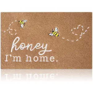 Bee Door Mat Brown Welcome Mats Front Door Indoor Outdoor Entrance Honey I'm  Kitchen Rugs Entry Outside Doormat Non Slip Durable Rubber  Funny Farmhouse Mat