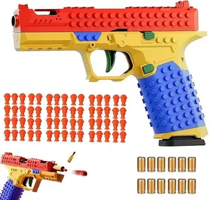 Tactical DIY Building Block Handle Set, Contains 120 plastic bullets and 12 shells ,Children's Toy Gun for Outdoor Teamwork Games ,Birthday Gifts , suitable for children-educational and motor skills development toys