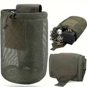 [Tactical Mesh Dump Pouch] 1pc Durable Nylon Tactical Mesh Dump Pouch - Foldable Waist Bag With Drawstring Closure, Multi-Color, Versatile Storage For Outdoor Sports & EDC Essentials