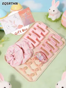 EQSRTHN 16Pcs Easter Bunny Hair Claw Clips Gift Set for Women Girls, Cute Acrylic Rabbit Hair Clips & Pastel Scrunchies, Aesthetic Spring Hair Accessories Kit, Perfect Easter Basket Stuffers Holiday Gifts