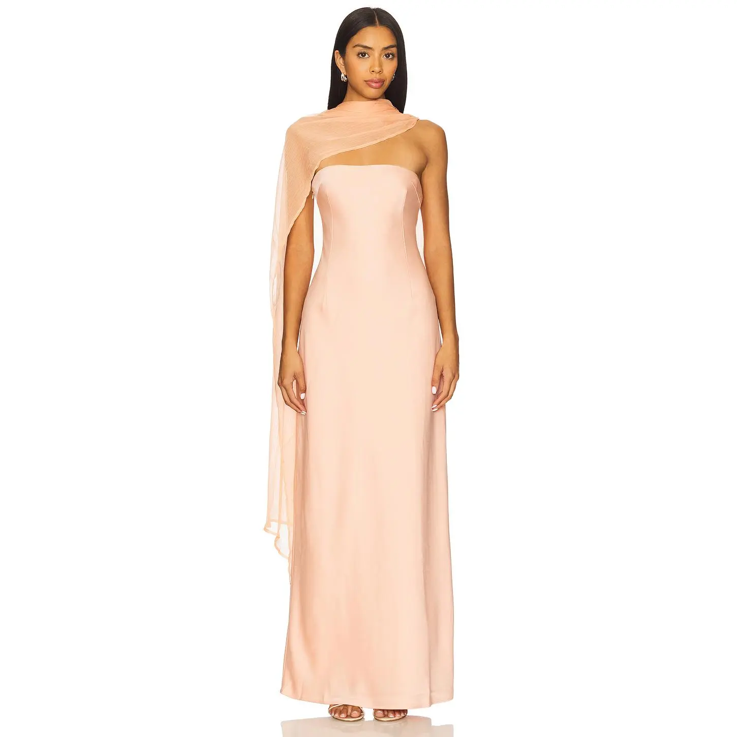 YLLW THE LABEL Vitoria Cape Dress in Peach