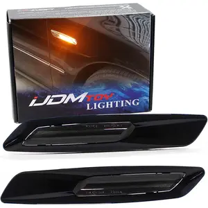 iJDMTOY F10 Style Large Piano Black Finish Full LED Strip Fender Turn Signal Side Marker Light Kit For BMW 1 3 5 Series X1