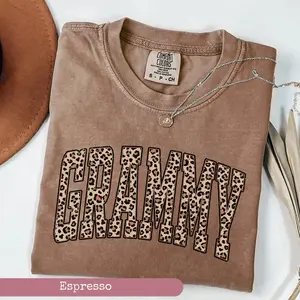 Comfort Colors Leopard Grammy Shirt, Grammy Gift, Gift For Grammy, Grandma Mothers Day Shirts, Granny Birthday, Distressed Text