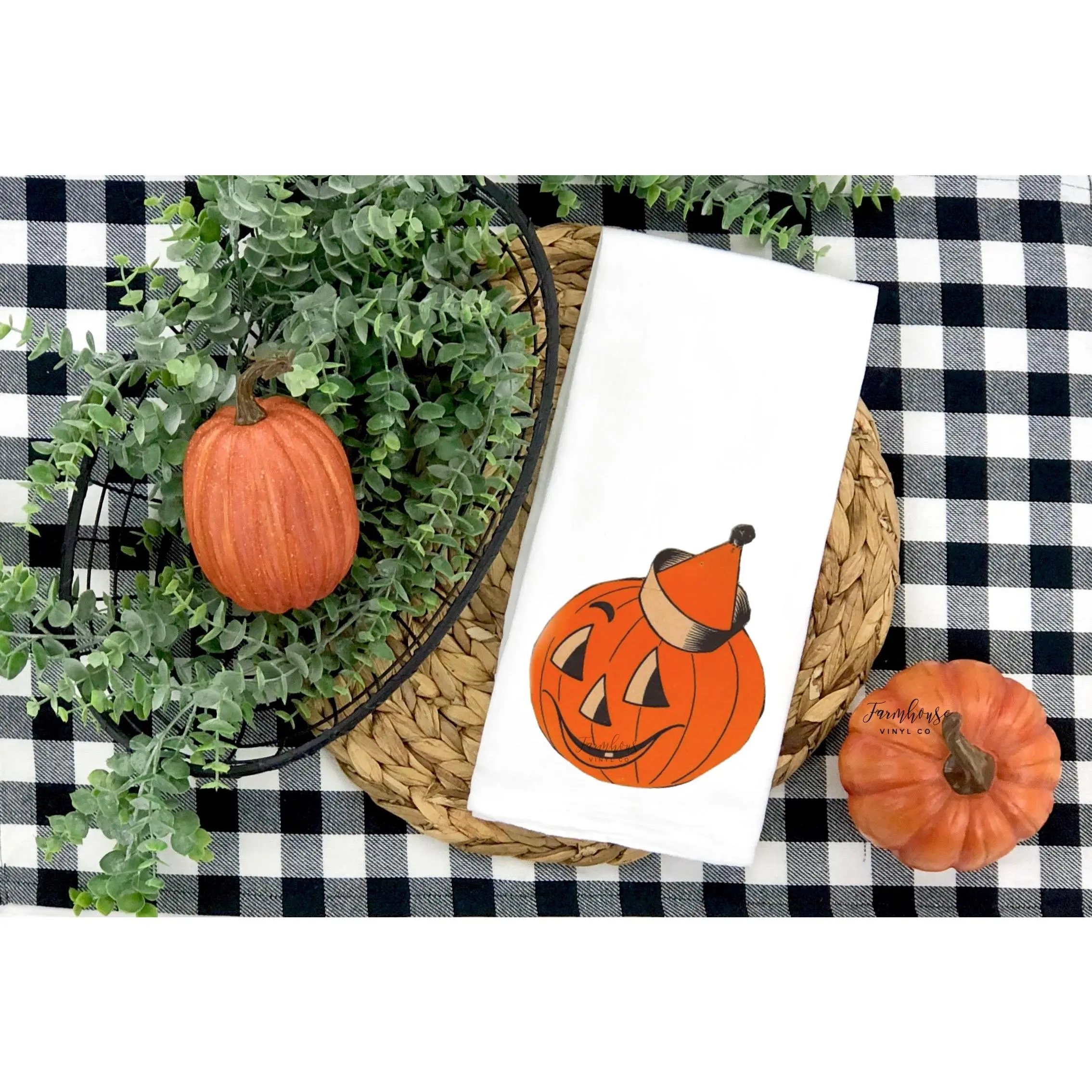 Vintage Inspired Pumpkin Halloween Towel