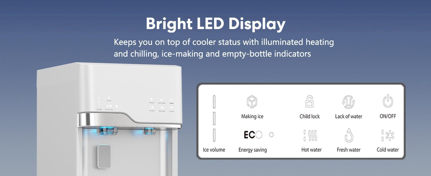 IKT Hot/Cold Water Cooler Dispenser with Ice Maker, 5 Gal, Bottom Load, Bullet Ice 22lbs Per Day Innovative Slim & Sleek Design for Home or Office White IKT Hot/Cold Water Cooler Dispenser with Ice Maker, 5 Gal, Bottom Load, Bullet Ice 22lbs Per Day Innovative Slim & Sleek Design for Home or Office White