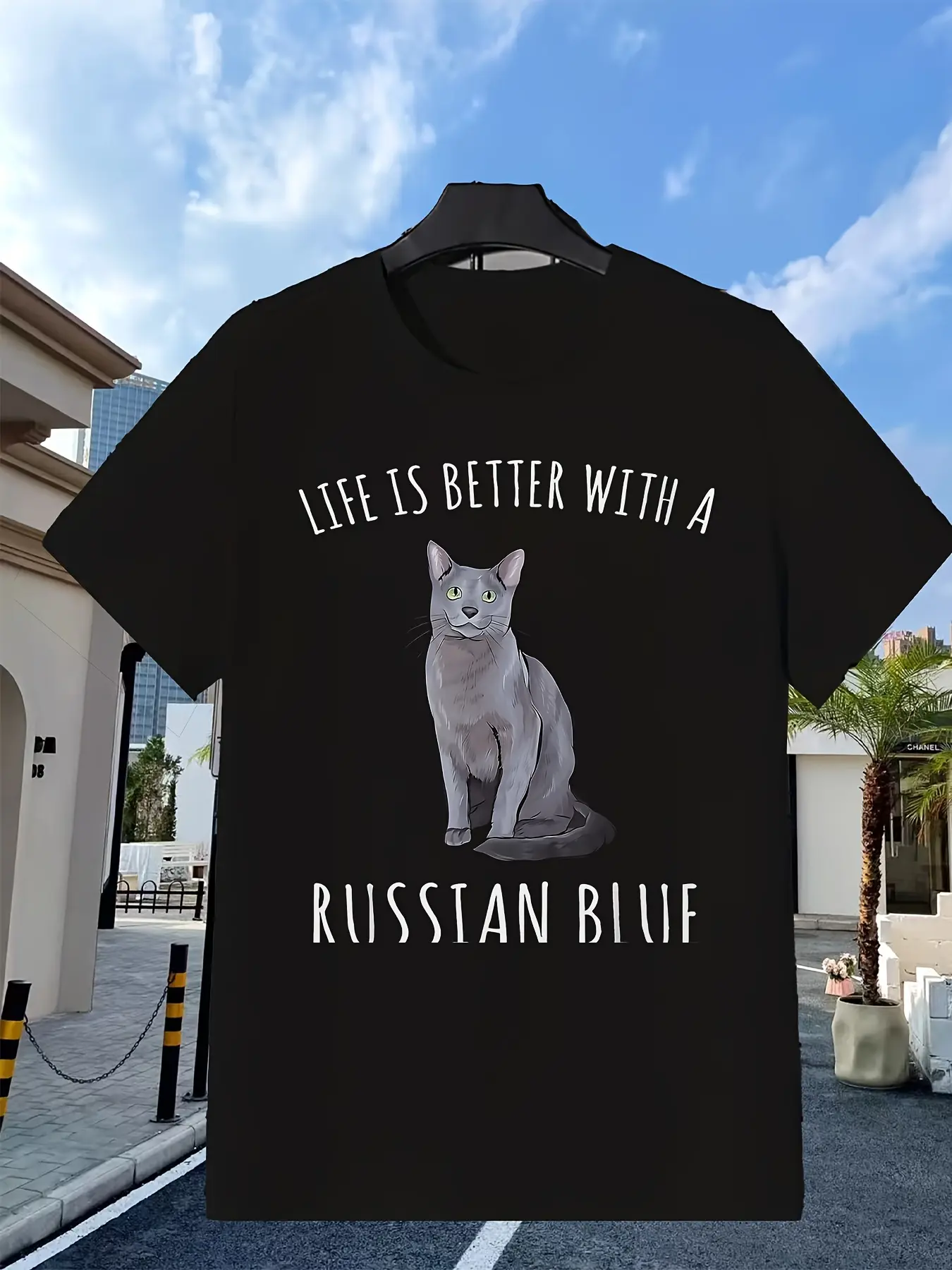 Russian Blue Cat Lover T-Shirt _ Holiday Shoppers, unisex soft cotton short sleeve t shirt, vintage graphic casual tee for men women teens, perfect birthday holiday gift for camping travel gym daily street  wear