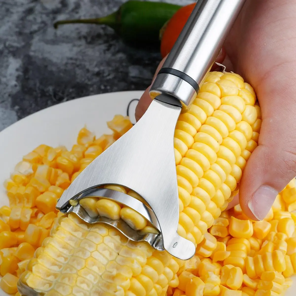 1pc Household Corn Peeler, Kitchen Peeler, Kitchen Peeling Utensils, Stainless Steel Corn Grater, Efficient Corn Detacher, Durable Corn Stripper, Ideal for Home Use, Vegetable Fruit Grater, Vegetable Fruit Utensils, Grater And Peeler