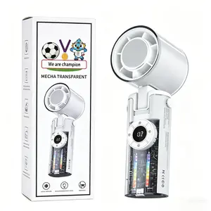 Handheld Turbo Fan with 4-Color LED Light, 3600mAh Rechargeable Battery 4H Working, 199-Speed Stepless Digital Display Cooling Fan for Travel Office Dorm, SummerVibes