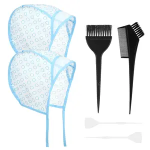 Hair Highlighting Kit Coloring Dyeing Tools 1-Set Professional DIY Hair Color Set with Highlighting Cap Crochet Hook and Brush Reusable Silicone Style for Salon Home Hairdressing and Styling