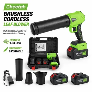 Turbo Jet Leaf Blower Cordless 21V, Powerful Air Duster with 2 FREE Batteries for Car Drying, Snow Removal, Garden Leaves Cleanup, Patio Deck & Outdoor Home Maintenance Tool