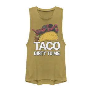 Juniors Womens Marvel Deadpool Taco Dirty to Me Festival Muscle Tee