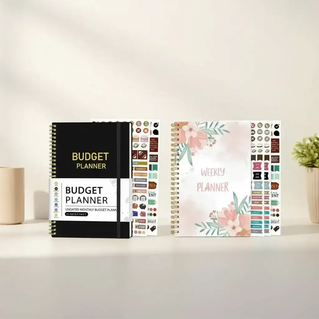 Monthly & Weekly Planner Bundle, Productivity Planner, 2 Counts Including 1 Count A5 Paper Notebooks & 1 Count 52 Sheets Weekly and Multicolor Monthly Budget Expense Trackers, Office Stationery Supplies
