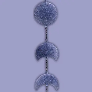 Blue Galaxy Glow Mini Moon Phase – Hot Pink Wire Wrapped Moonstone