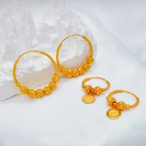 Two pairs of vintage charm earrings,24K gold-plated copper alloy, Ethnic Simple Style Copper Jewelry, Creative Daily Casual gifts girlfriend earrings for women Retro Round Fashion Earrings