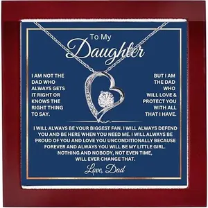 To My Daughter Necklace From Dad With Heartfelt Message, Daughter Birthday Present From Dad, Jewelry Gifts For Graduation for Her From Mom or Daddy, 14K Pendant – Meaningful Gift for Birthday, Graduation, or Special Occasions