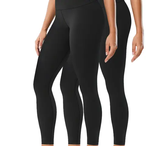 2 Pack Super Soft Leggings for Women, High Waisted No See Through Leggings for Workout, Yoga and Running, Womens Clothing, Plain Leggings