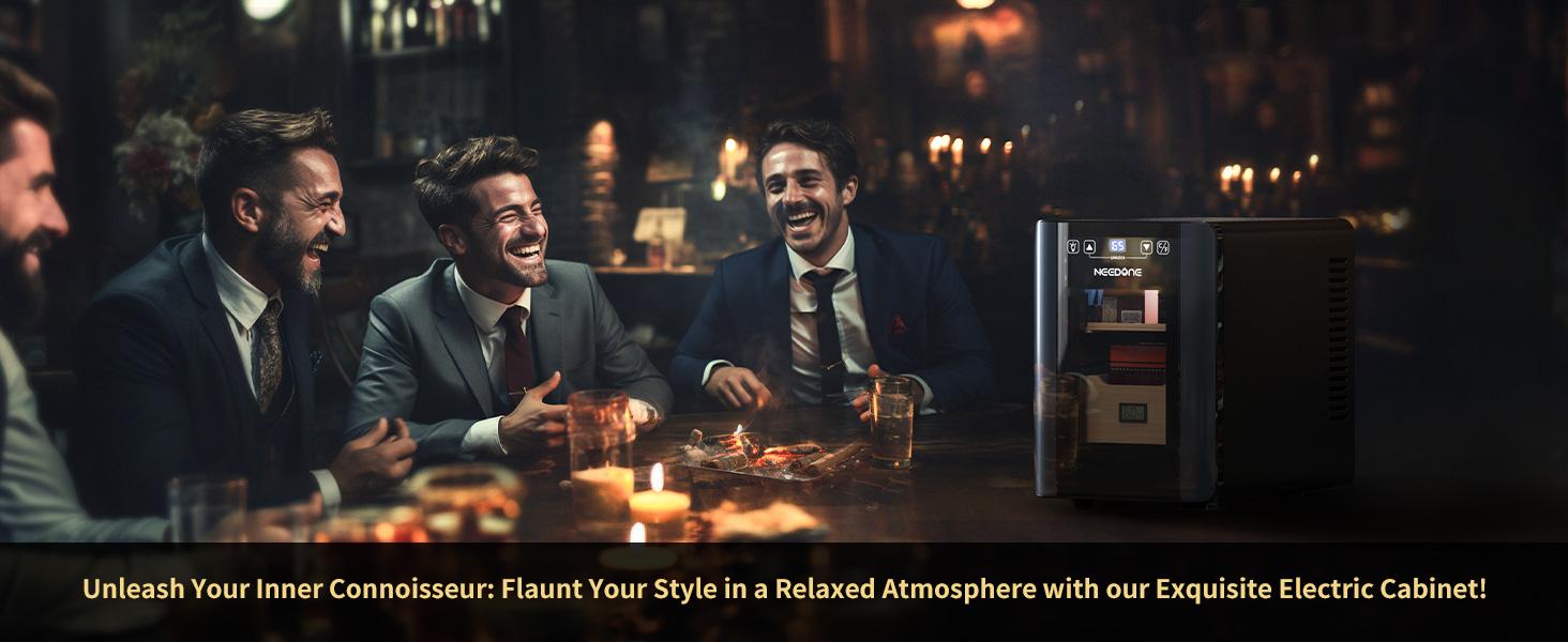 Humidor Electric 8L for Cigar with Heating & Cooling Control, Quiet Thermostatic Electric Cooler Cabinet for 80 Counts with Spanish Cedar Wood Shelves & Drawer with Hygrometer, Gift for Men