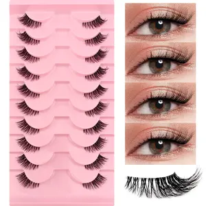 10 Pairs Half Eye False Eyelashes with Transparent Stem, Fluffy Natural Look for Everyday Wear, Lightweight and Comfortable Eyelash Extensions, Soft Lashes