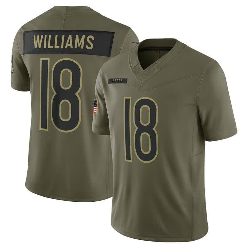 Chicagoo Williams Olive 2025 Salute to Service Limited Jersey New 2025 Print Full Logo America Football Jersey Team Uniform Perfect Gift for Sports Fans Themed Salt Pepper Shakers