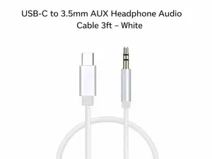USB-C to 3.5mm AUX Headphone Audio Cable 3ft – White