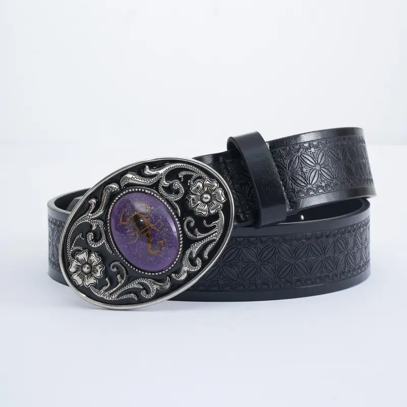 Scorpion Pattern Fashionable Buckle Decorated Belt, Punk Style Pu Leather Belt for Women & Men, Cool Trendy All-match & Exquisite Belt for Birthday Gift, Fashionable Metal Buckle, Fashion Belts
