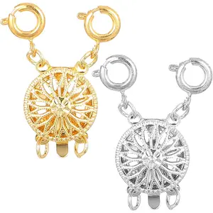 Necklace Layering Clasps, Necklace Stacker Clasp Separator for Women Gold Silver Jewelry Locking Clasp Converter for Layered Look Double Necklace Clasp Chain Extender