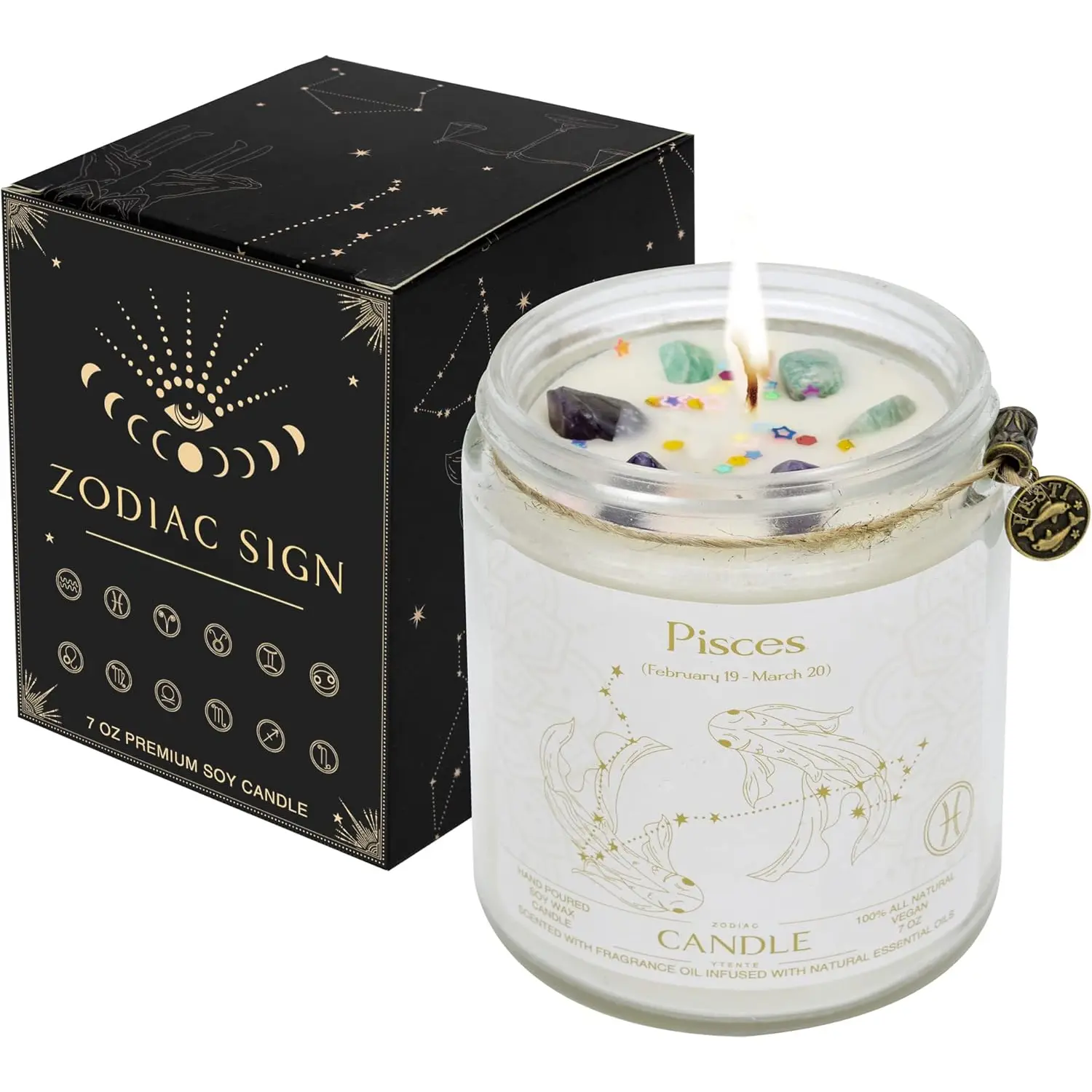 Zodiac Sign Candles, Zodiac  Sign Candles,Astrology Scented Candles  Friends Gifts for Women, Men Sister Brother Zodiac Funny Birthday  Candle Jar (Pisces)