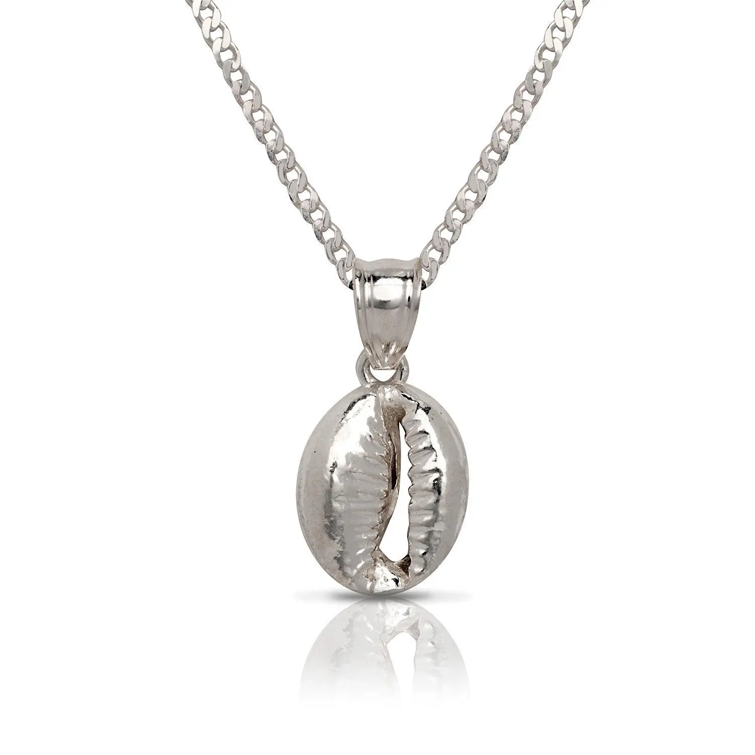 Cowrie Shell .925 Sterling Silver Pendant Necklace
