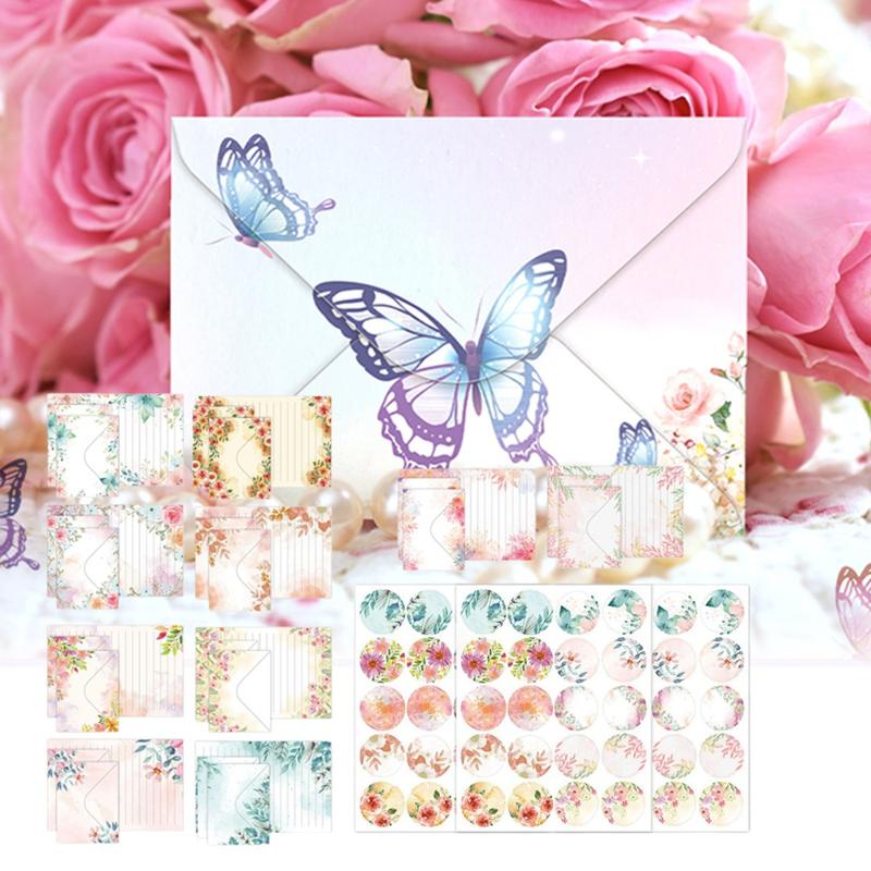 160 Pcs Letter and Envelope Set, DIY Handmade Double-sided Writing Paper Gift Invitation Letter, Suitable for Weddings, Birthdays, Holidays, and Gift DIY