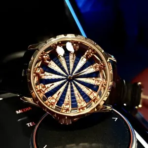 Twelve Knights Men's Punk Party Watch with Blue Dial Rose Gold Accents High-Quality Exquisite Gift Niche Light Luxury Timepiece